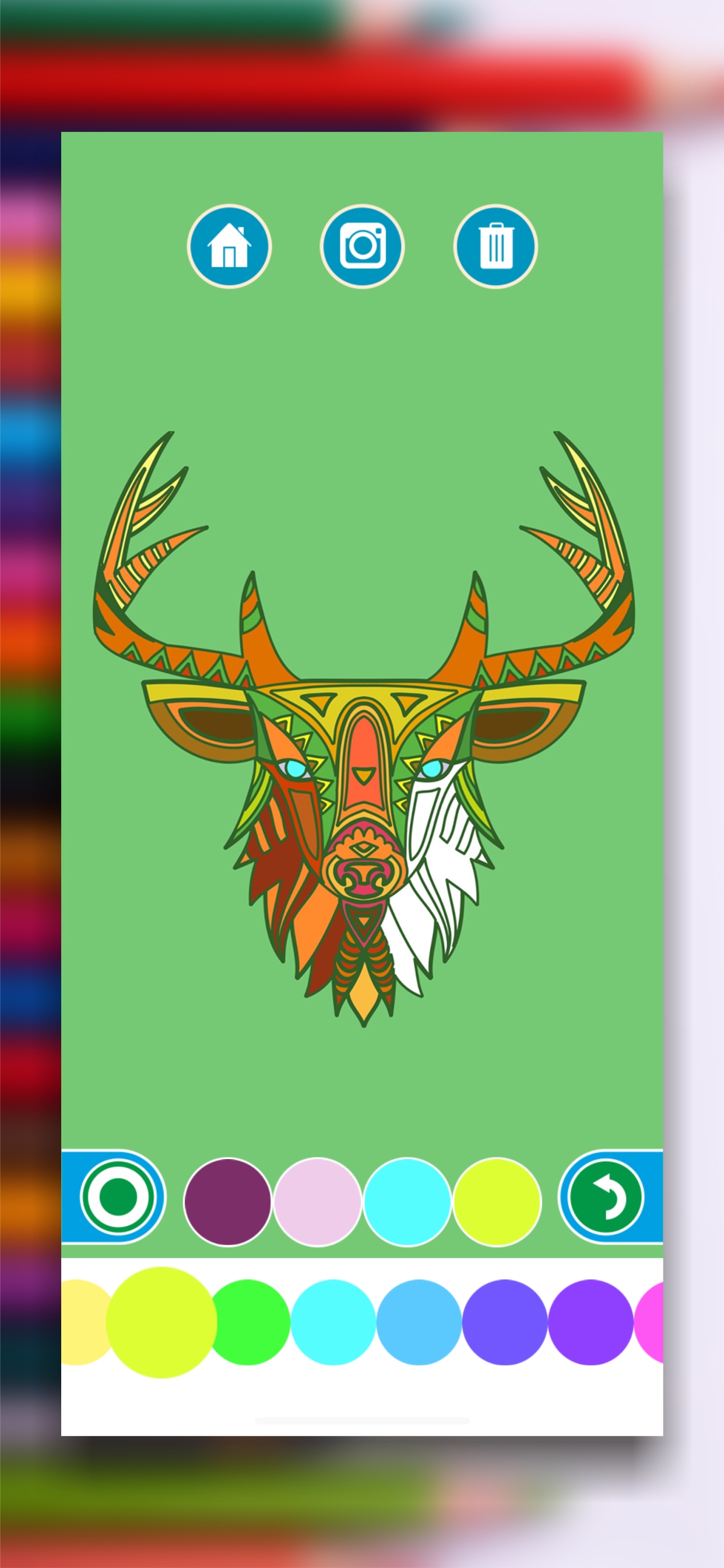 Animal and ornament coloring pages