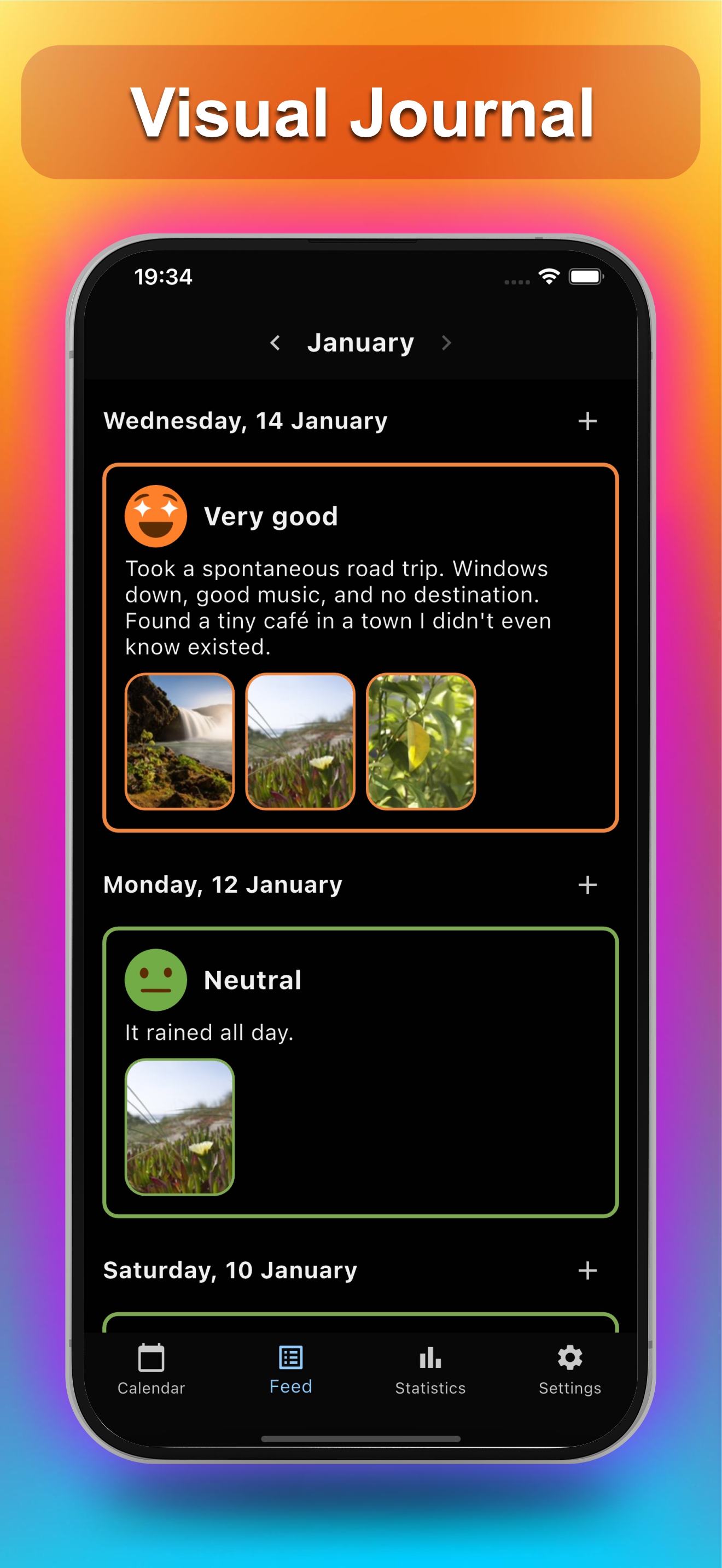 Add mood entry with notes and media